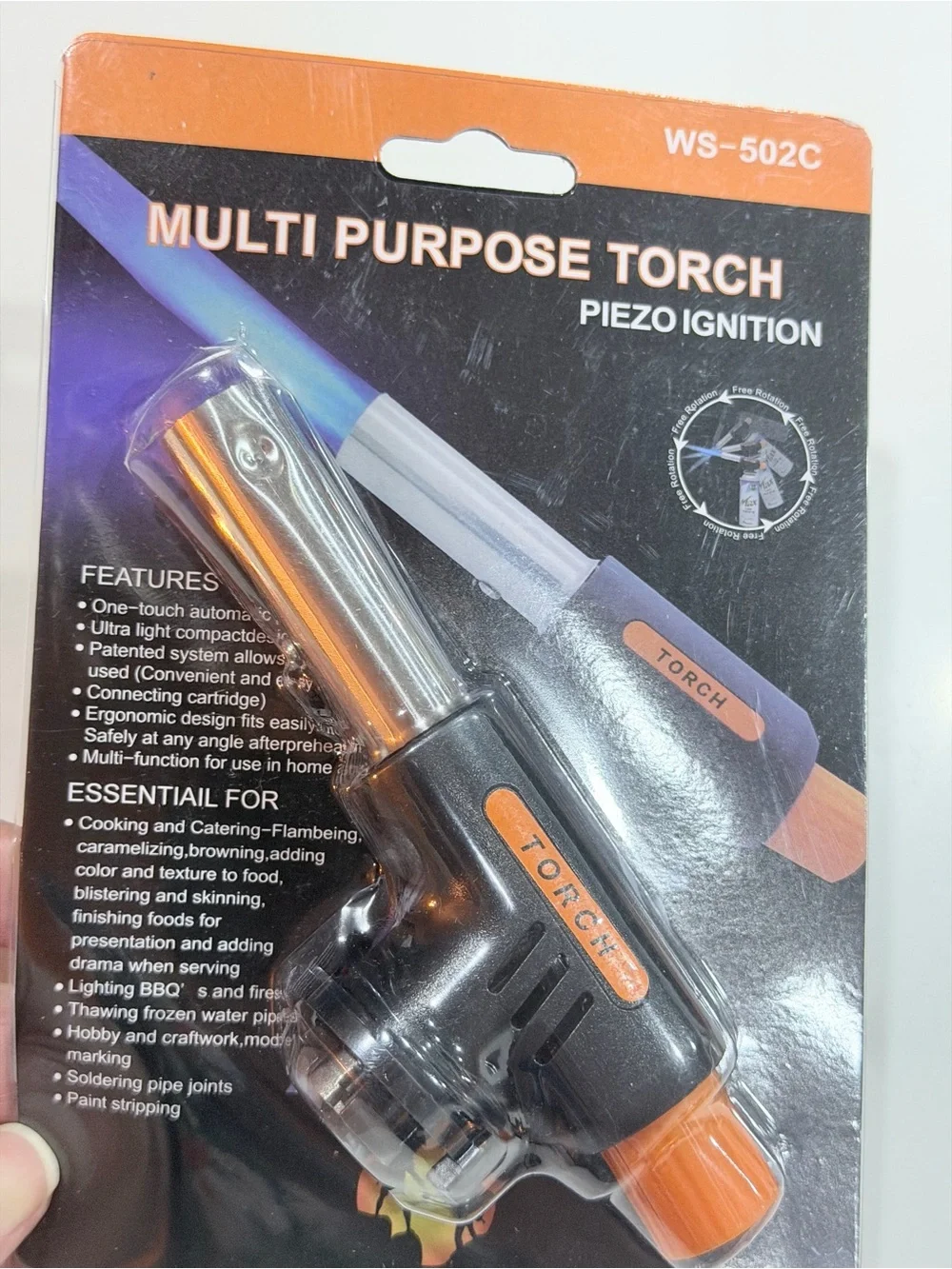 Multi-Purpose Torch Tool - Orange and Black